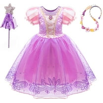 Rapunzel Princess Dress For Girls Kids Cosplay Halloween Christmas Party Outfits Purple 3-9Y