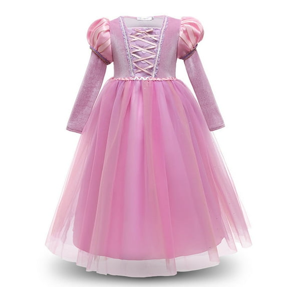 Rapunzel Princess Long Sleeve Dresses for Girls Halloween Fancy Party Dress