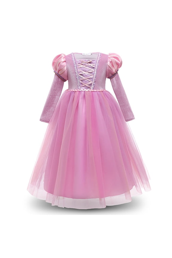 Rapunzel Princess Long Sleeve Dresses for Girls Halloween Fancy Party Dress