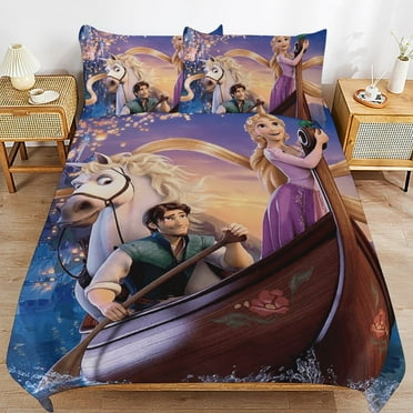 Rapunzel Tangled 3-Piece Bedding Set Warm And Comfortable Soft Duvet Cover Bed Set with 1 Duvet Cover And 2 Pillowcases for Bedroom