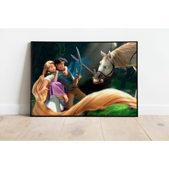 Rapunzel Tangled Poster, Romantic Animated Fantasy Film Wall Art Print