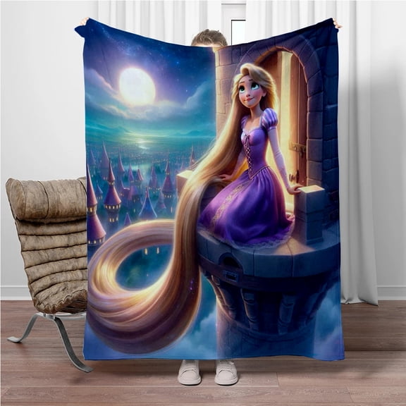 Rapunzels Blanket Travel Throw Blanket - Measures 60 x 50 Inches Super Lightweight Soft & Cozy Travel Accessories for Rapunzels Bed Sofa Living Room Couch Home Decor