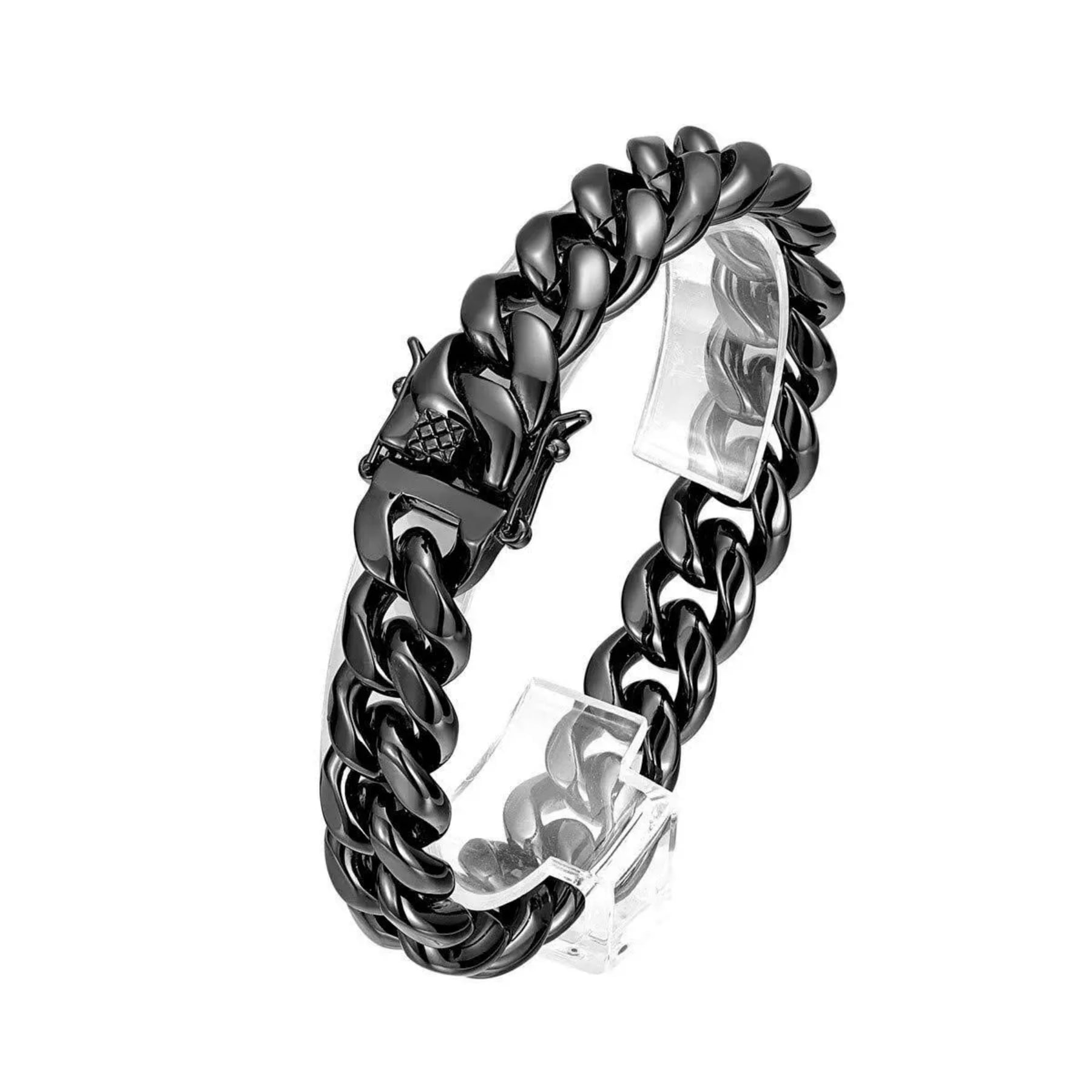 RapzGz Men’s 14mm Cuban Link Bracelet, Durable 18K Gold/Black/Rainbow/Silver Tone Stainless Steel Bracelet for Men & Women, Hip Hop Bracelets Chain, 8"-9.5" Ideal Gift for Him & Her.