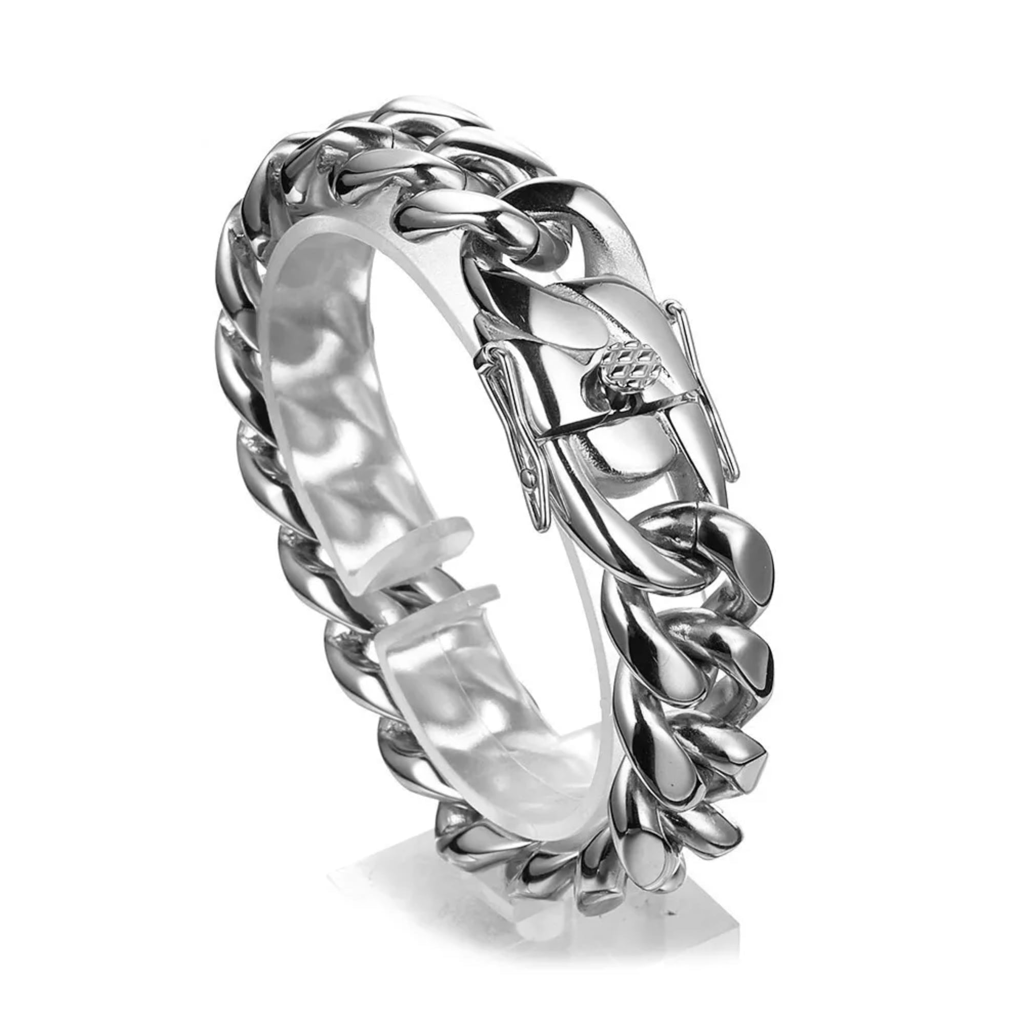 RapzGz Men’s 14mm Cuban Link Bracelet, Durable 18K Gold/Black/Rainbow/Silver Tone Stainless Steel Bracelet for Men & Women, Hip Hop Bracelets Chain, 8"-9.5" Ideal Gift for Him & Her.