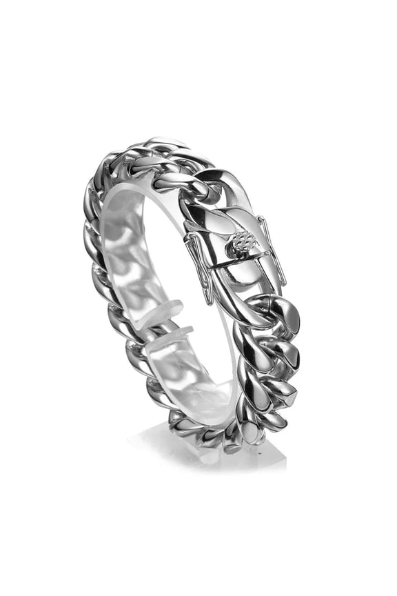 Men’s 14mm Cuban Link Bracelet, Durable 18K Gold/Black/Rainbow/Silver Tone Stainless Steel Bracelet for Men & Women, Hip Hop Bracelets Chain, 8"-9.5" Ideal Gift for Him & Her.