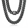 RapzGz Men’s 14mm Wide Black Cuban Link Chain, Durable Stainless Steel