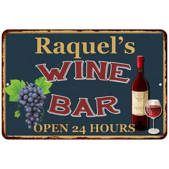 Raquel's Green Wine Bar Sign Wall Decor 12 x 18 Matte Finish Metal 112180043523