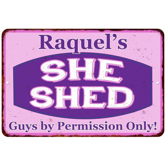Raquel's Purple & Pink SHE SHED Vintage Sign 12x18 Woman Wall Décor 112180040336