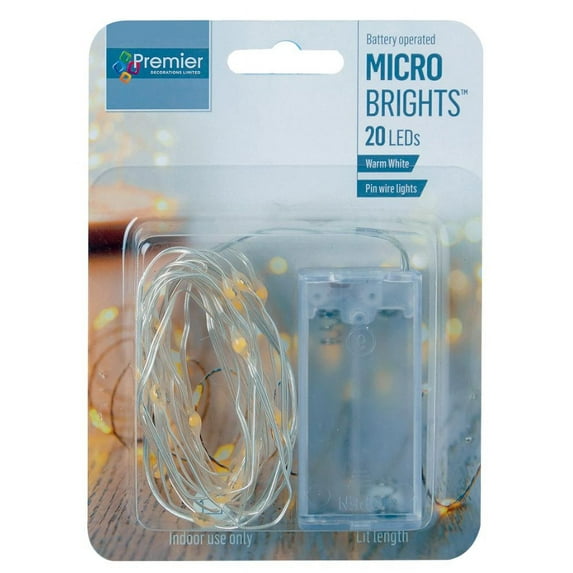 Raraion - 20 Indoor LED Pin Wire Christmas Lights , Warm White