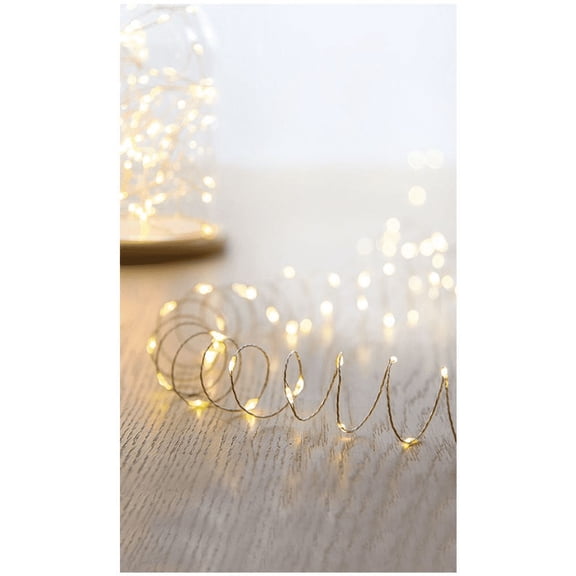 Raraion - 200 LED Pin Wire Christmas Lights, Warm White, 10m