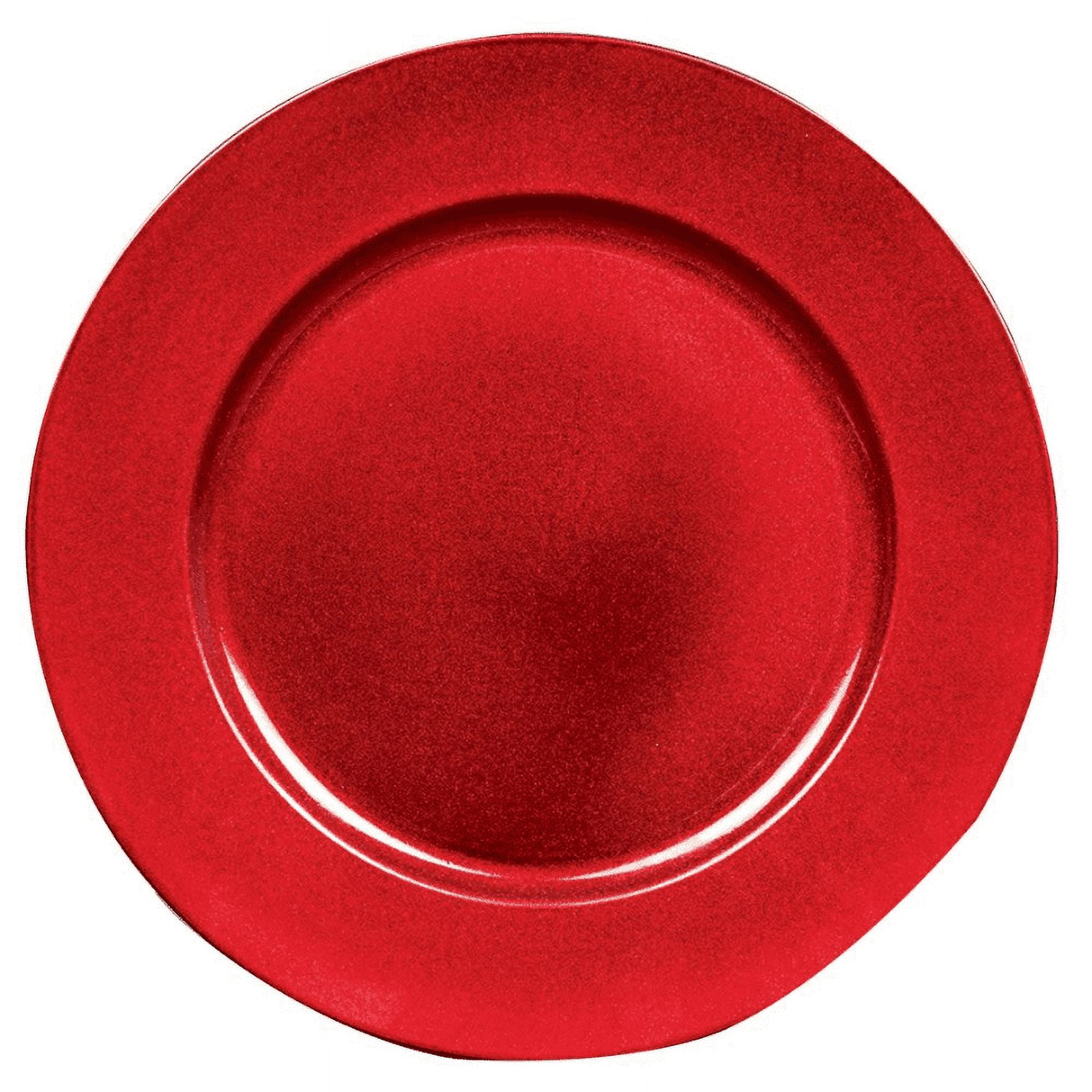 Raraion 33cm Glitter Charger Plate, Red