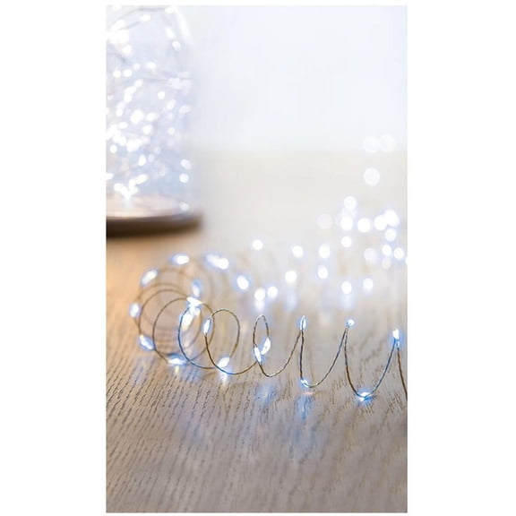 Raraion - Timelights 50 LED Pin Wire Lights, Multi-Action, White, 2.45m