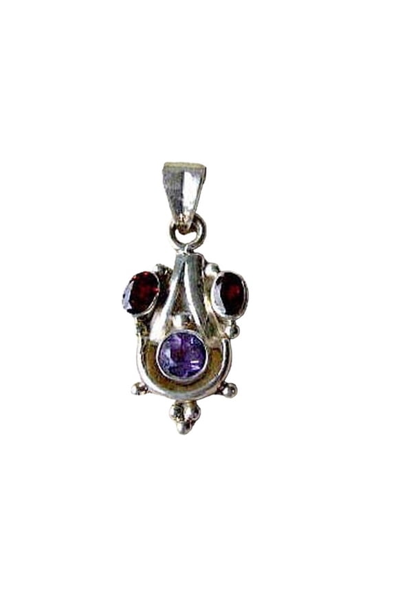 Rare Amethyst, Garnet & Silver Pendant 5851