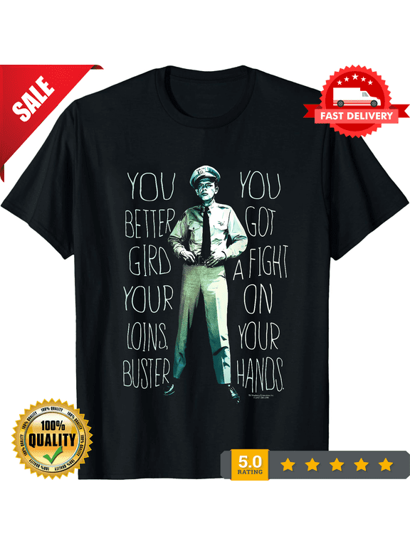 Rare Andy Griffith Show Fight T Shirt Mens Licensed Classic TV Barnie Fife Black, NEW TRENDING ITEM-TH72689