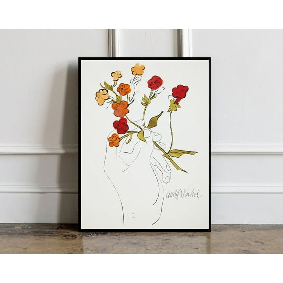 Rare Andy Warhol Flower drawing poster, Andy Warhol Flower Print, Flower Hand poster, Wall art decor, Warhol Minimalist print, 8x12 UNFRAMED