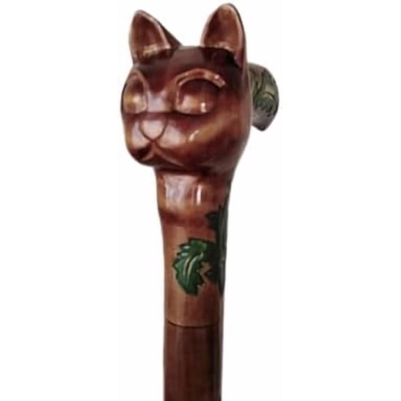 Rare Antique Cat Head Walking Stick - Designer Premium Wooden Carved Walking Cane - Beautiful Handmade Foldable Cane With Cat Handle For Men Women Comfortable Best Gift Idea$$Sport & Recreation Other