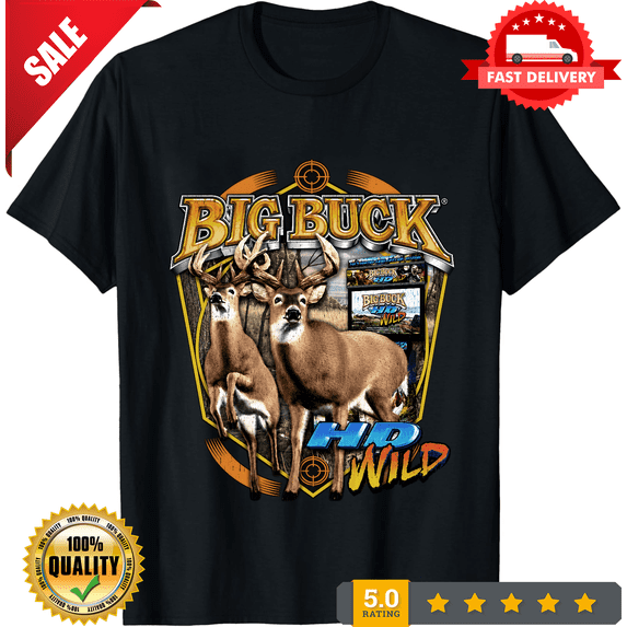 Rare BIG BUCK HUNTER T-Shirt GAMING ARCADE WILD WITH DEER Mens New ...