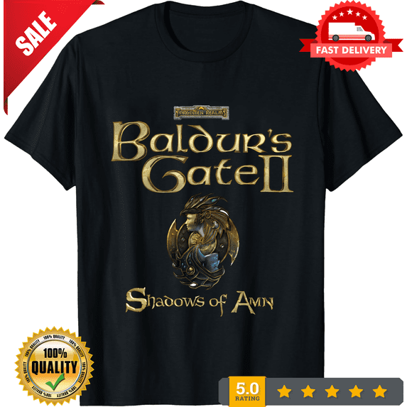 Rare Baldur's Gate II Shadows of Amn, COMPUTER GAME, T-Shirt (BLACK) All sizes S-5XL, LIMITED EDITION-TH73534