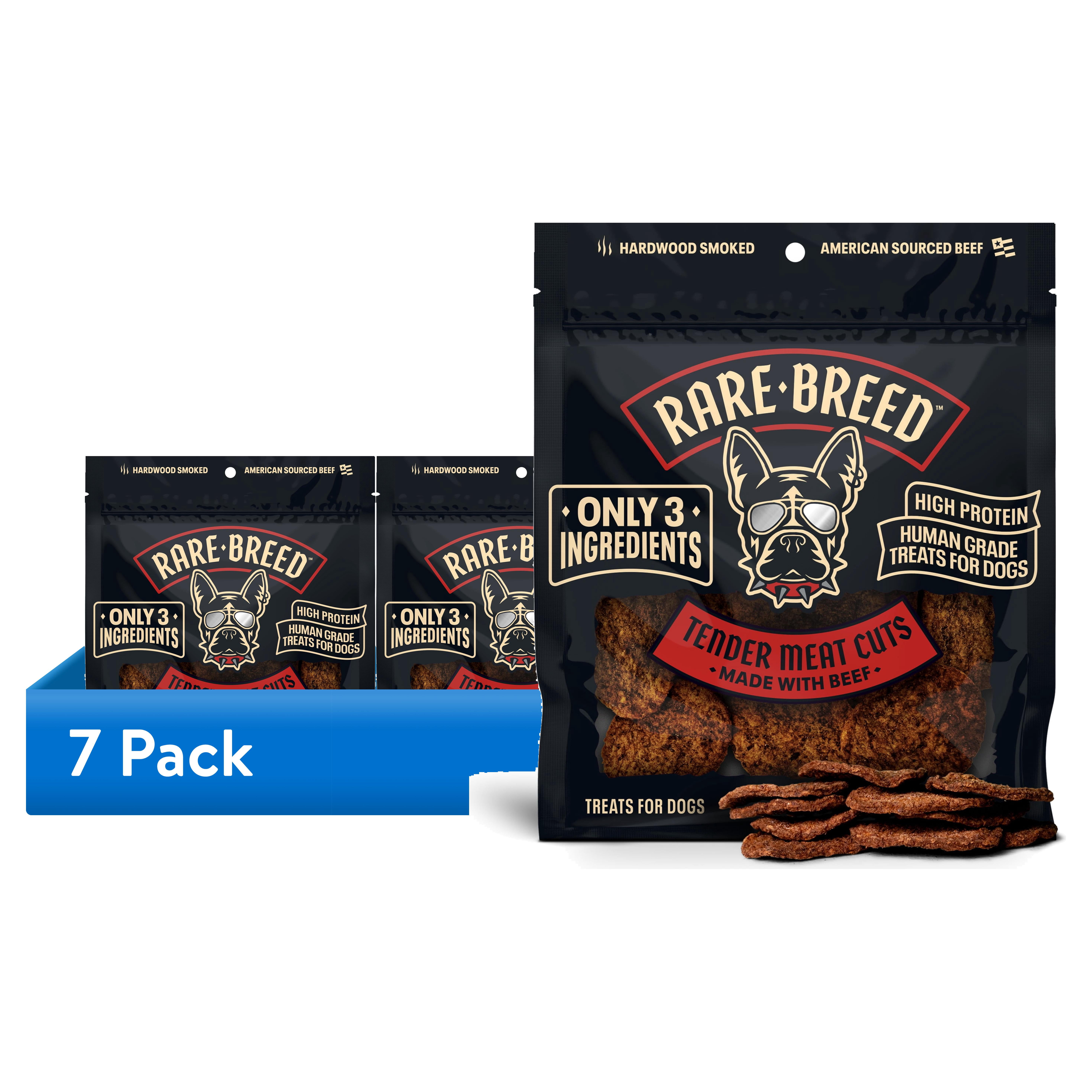 (7 pack) Rare Breed Dog Treats, Tender Meat Cuts Made with Beef, 3 Ingredients, Human Grade, 4.5 Ounce pack, for All Dog Sizes