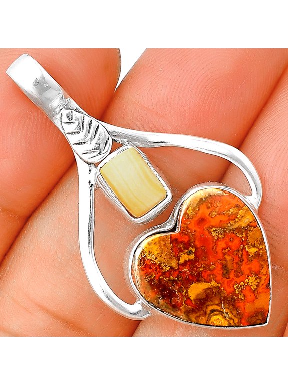Rare Cady Mountain Agate & Natural Spiny Oyster Shell 925 Silver Pendant P-1166 SDP136364