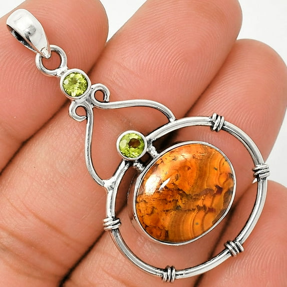 Rare Cady Mountain Agate & Peridot 925 Sterling Silver Pendant Jewelry P-1075 SDP151218