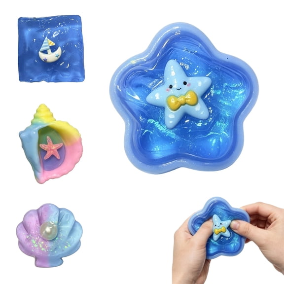 Rare Clear Glitter Dumpling Squishies - Conch Shell - Sparkling Stress Relief Collectible & Desktop Accessory for Adults,1PC
