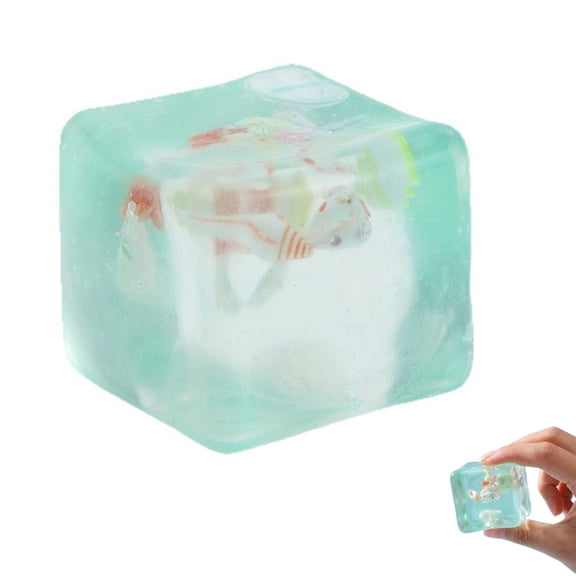 Rare Clear Glitter Dumpling Squishies - Cube - Sparkling Stress Relief Collectible & Desktop Accessory for Adults,1 Pack