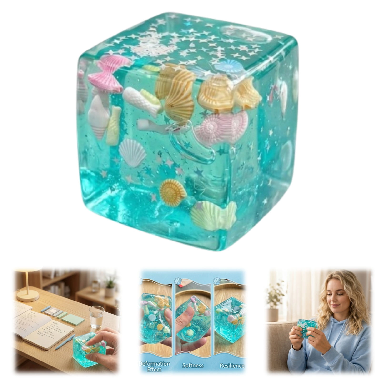 Dumpling Cube Rare Clear Glitter Dumpling Squishies - Cube - Sparkling Stress Relief ...