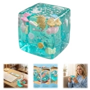 Rare Clear Glitter Dumpling Squishies - Cube - Sparkling Stress Relief Collectible & Desktop Accessory for Adults,1PC