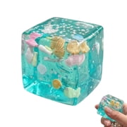 Rare Clear Glitter Dumpling Squishies - Cubes - Sparkling Stress Relief Collectible & Desktop Accessory for Adults,1PC