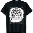 thumbnail image 1 of Rare Disease Awareness Bleached Rainbow Zebra Ribbon Men T-Shirt, 1 of 4