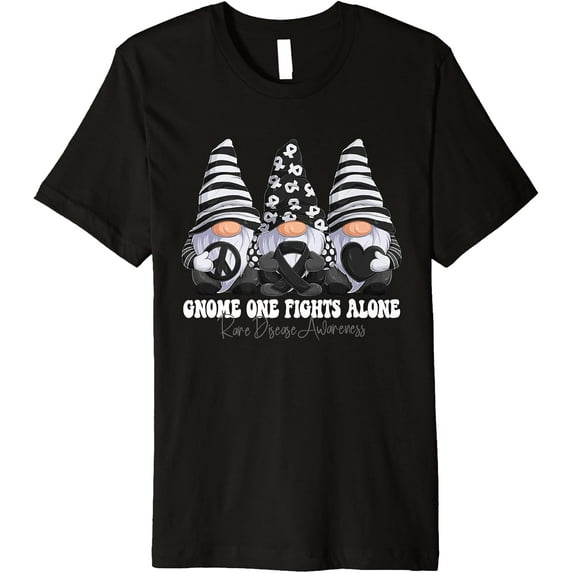 Rare Disease Awareness Month Zebra Ribbon Gnomies Support Premium T-Shirt mens t shirt,black,women,funny,misfits,men,journey