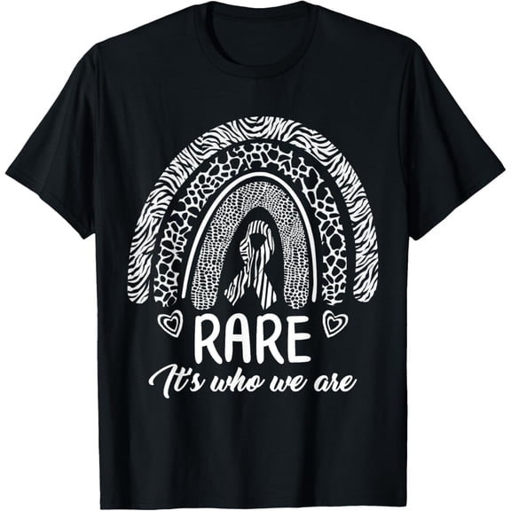 Rare Disease Awareness Warrior Zebra Ribbon Rainbow Family T-Shirt