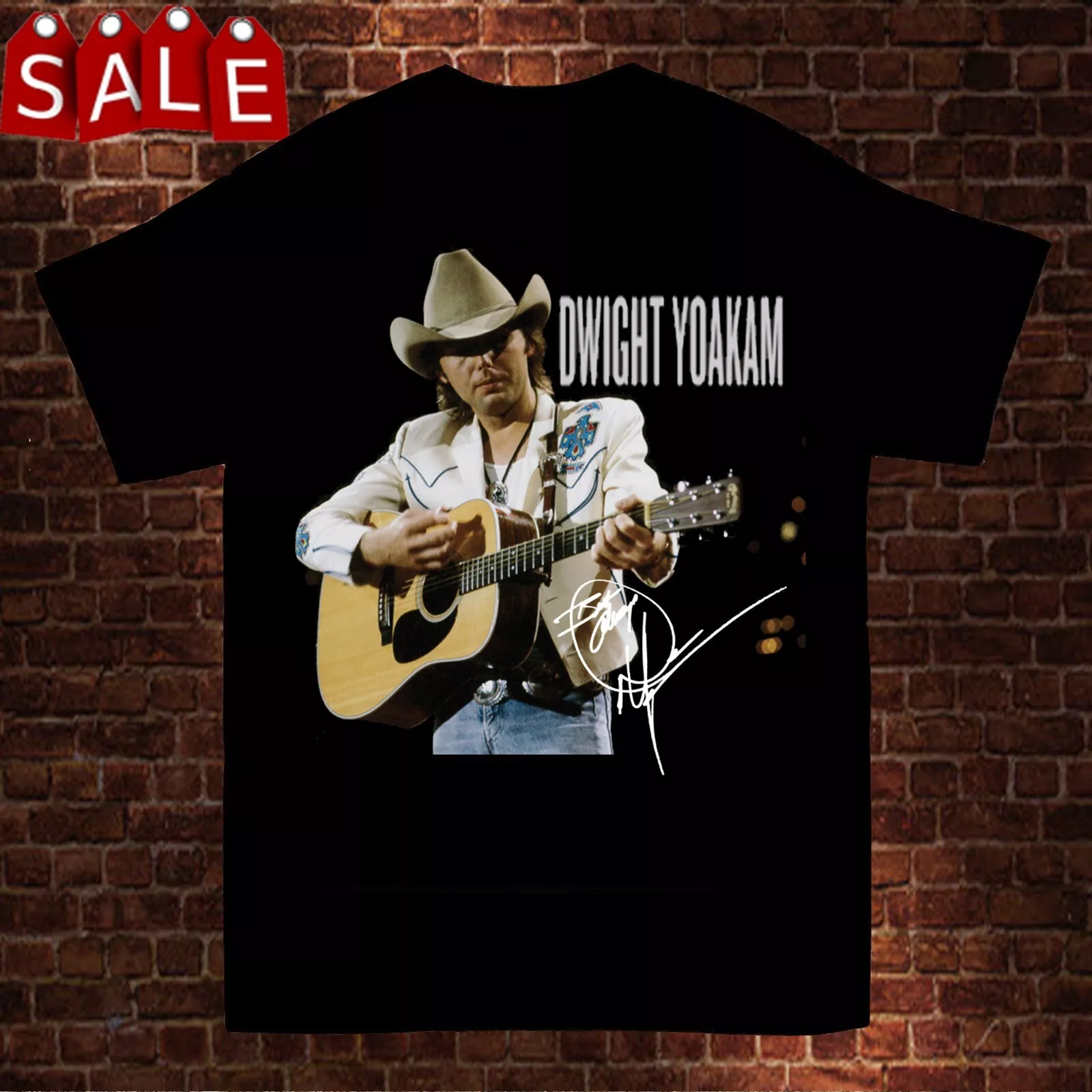 T-shirt Dwight Yoakam Gildan - Noir, Coton, Neuf Avec étiquettes, Fabriqué Aux USA