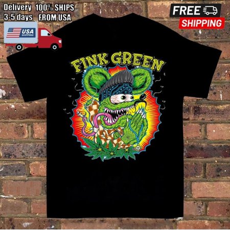 Rare Ed Roth Rat Fink Green Funny Short Sleeve Black All Size T-Shirt TMB520