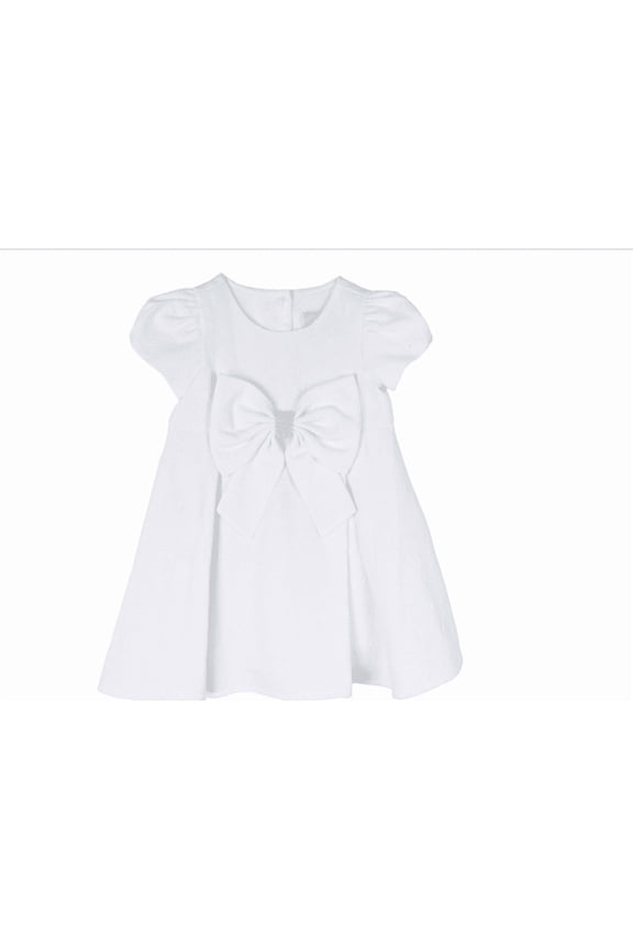 Baby Girl Floral Brocade Social Dress - White
