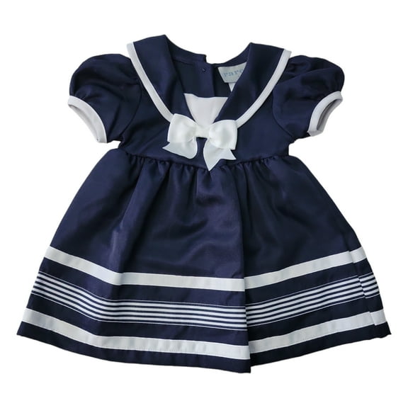 Rare Editions Baby/Toddler Occasion Lined Lightweight Dress (Navy, 2T)