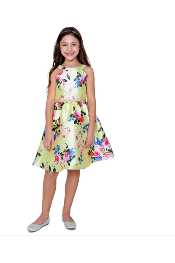 Big Girls Printed Floral Mikado a-line Dress