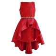 thumbnail image 1 of Rare Editions Girls 7-16 Embroidered Mesh Mikado Wrap Skirt Holiday Dress (Red 14), 1 of 4