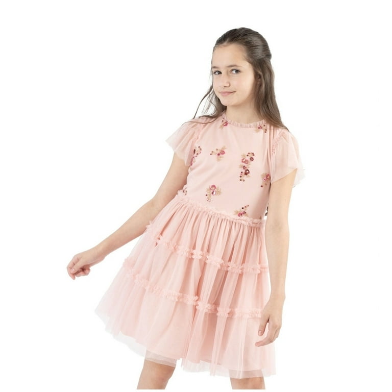 white christmas dresses Rare Editions Girls 7-16 Floral Bubble Sleeve Dress main image 0