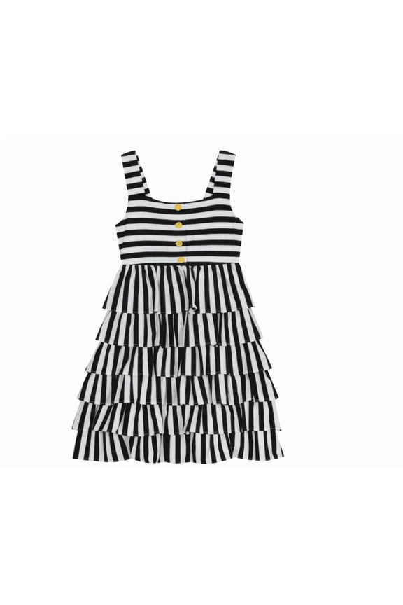 Little Girls Striped Ruffle Dress