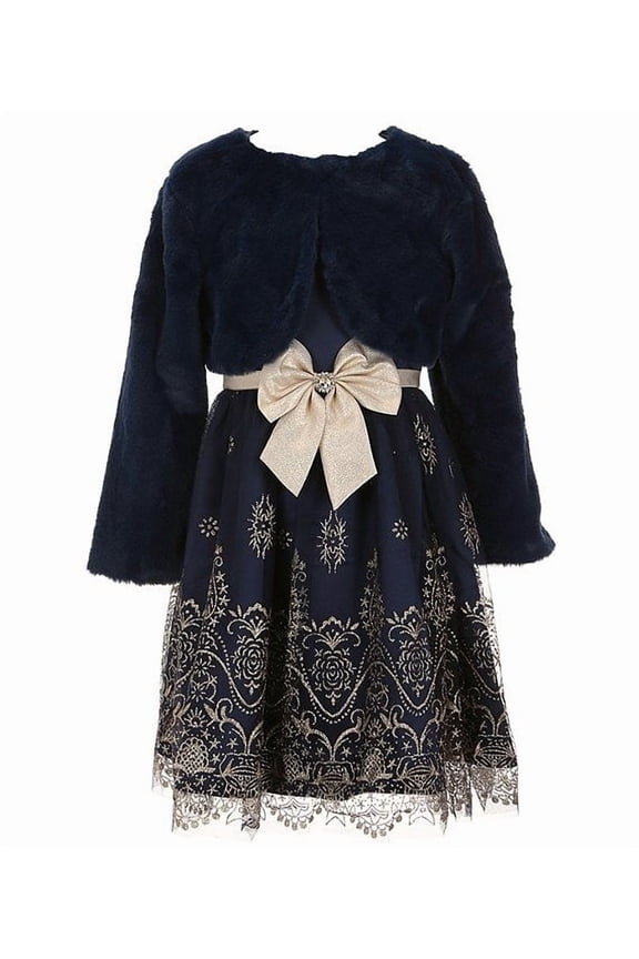 NAVY Big Girls Solid/Glitter-Patterned Fit & Flare Dress, US 12