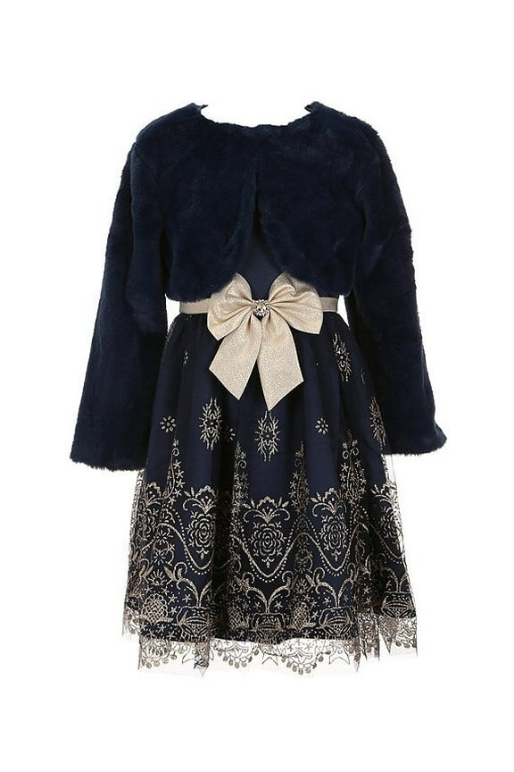 NAVY Big Girls Solid/Glitter-Patterned Fit & Flare Dress, US 8