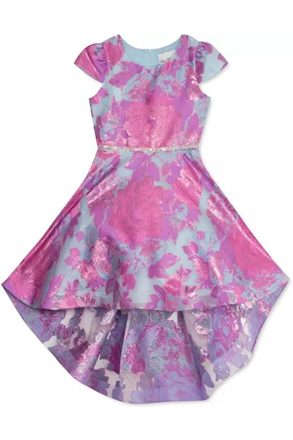 Toddler Girls High-Low Burnout Dress, Sweet Spring, Blue, 4T/4