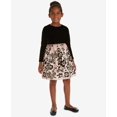 thumbnail image 1 of Rare Editions Toddler Girls Velvet Satin Flocked Dress Black 2T, 1 of 1