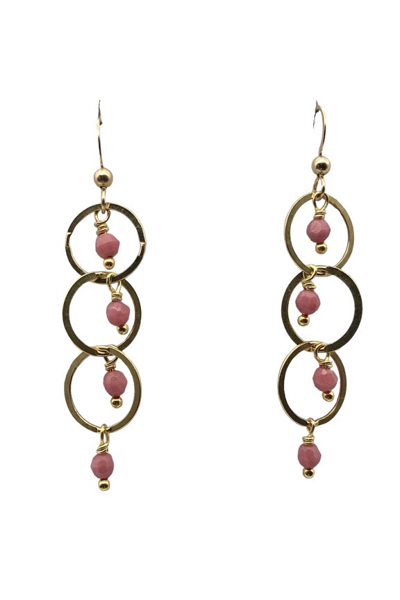 Rare Faceted Pink Rhodonite 14Kgf Earrings