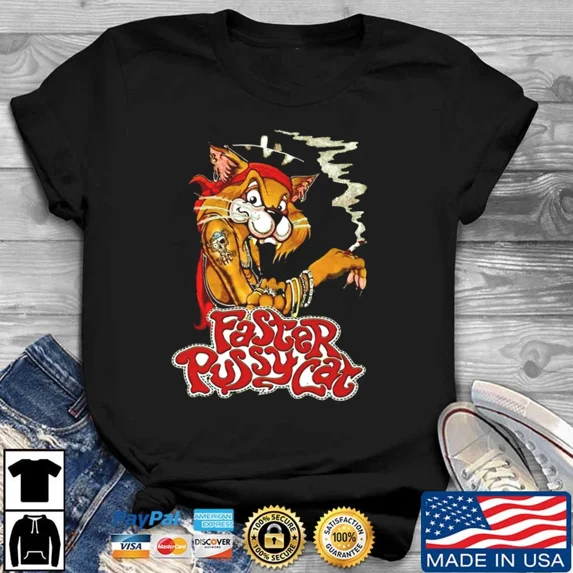 Rare Faster Pussycat Retro Rock Band Vintage Concert Art Unisex T-Shirt, up to size 5XL