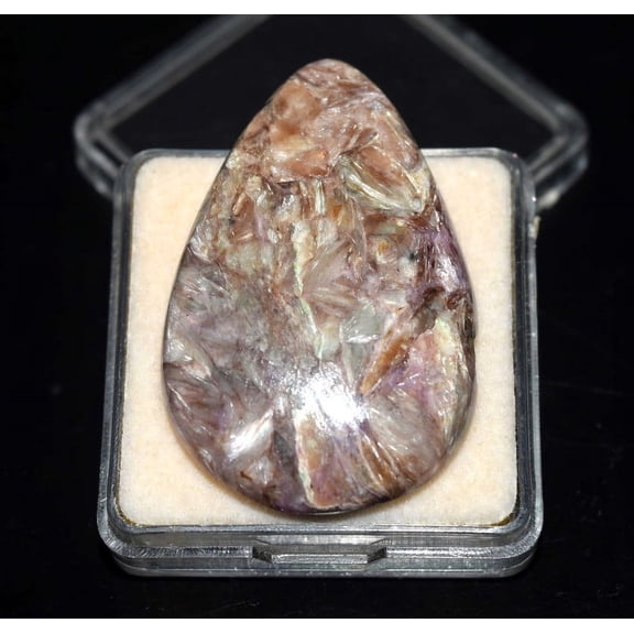 Rare Golden Charoite Cabochon, Natural Golden Charoite Pear Cabochon Gemstone 54.20 Cts