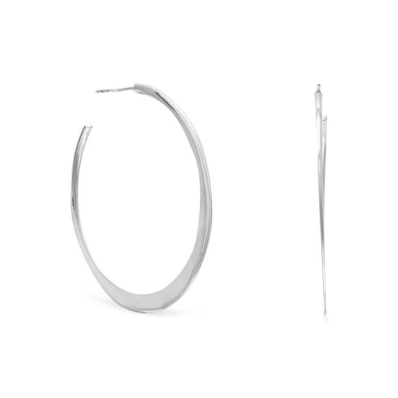 Rare Hills Flat Tapered 3/4 Hoops Silver Sterling Silver Women's Earrings