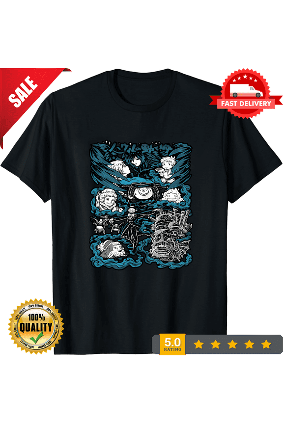 Rare Howl's Moving Castle Shirt Howl Tshirt Sophie T-Shirt Calcifer Ghibli Anime Tee, ULTRA LIMITED-TH68878